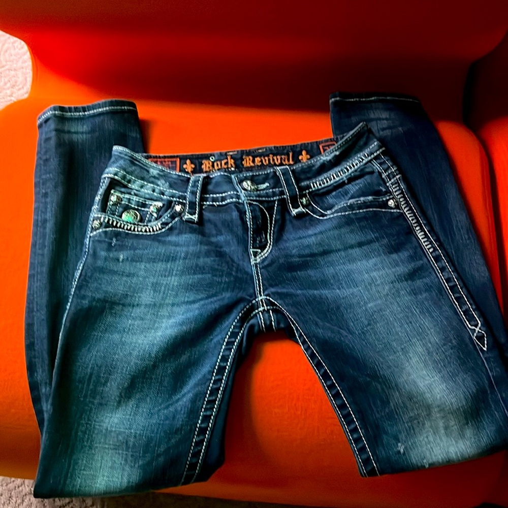 Rock Revival Jen Dark Wash Skinny Jeans size 27 (x 30)